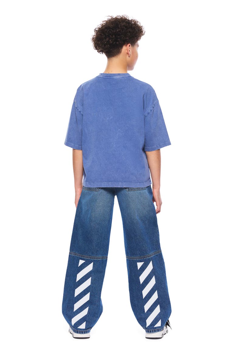Kids' Diag Wide Leg Jeans, Alternate, color, STEEL INDIGO