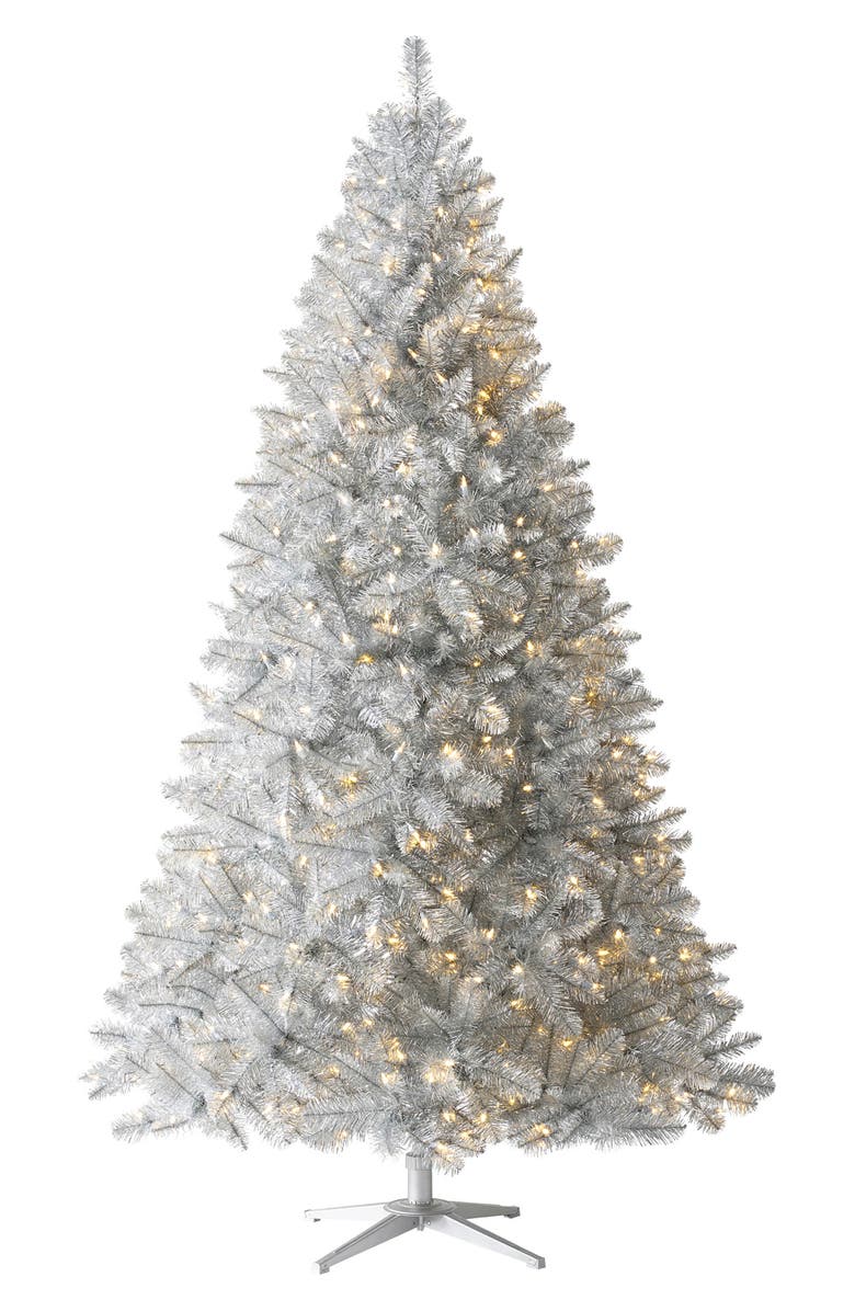 TREETOPIA Artificial Silver Stardust Tinsel Tree, Main, color,