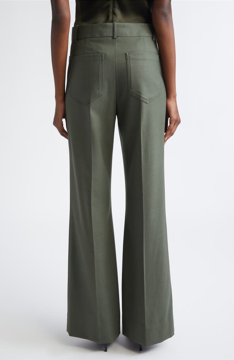 Victoria Beckham Alina High Waist Flare Leg Trousers, Alternate, color, Oregano