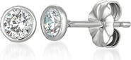 Crislu Cubic Zirconia Bezel Stud Earrings