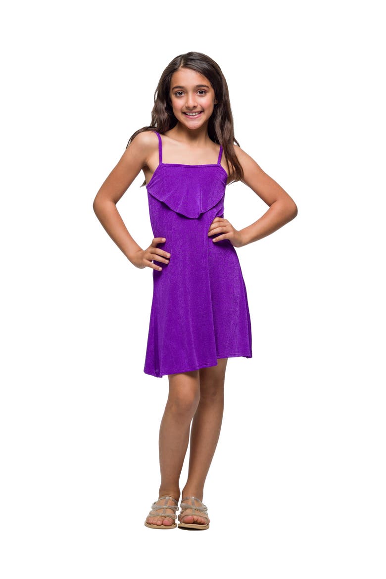 Shimmery Spaghetti Strap Knee Length Dress, Main, color, Purple