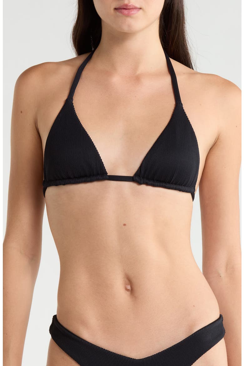 Slider Triangle Bikini Top, Main, color, PITCH BLACK
