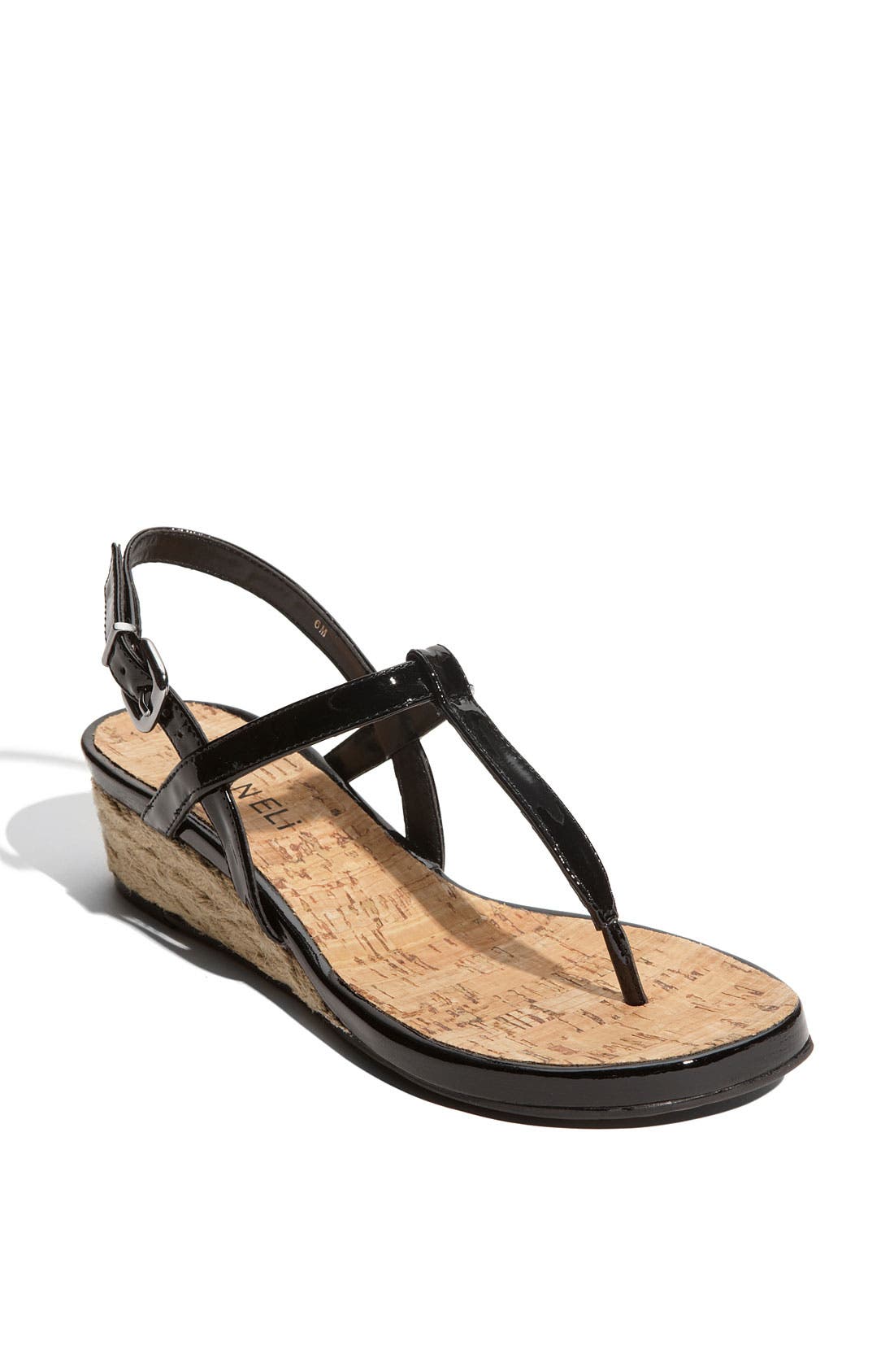 'Kaffle' Wedge Sandal, Main, color, BLACK