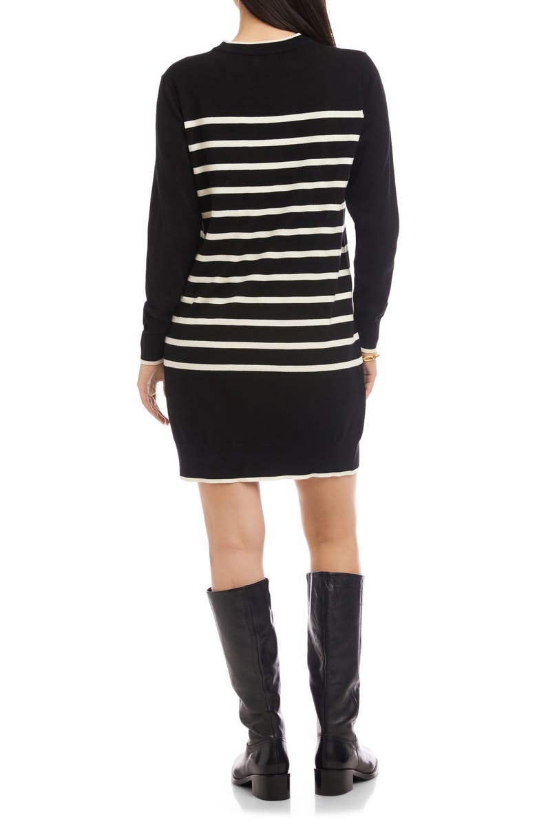 Karen Kane Long Sleeve Stripe Sweater Dress, Alternate, color, Black/ Cream
