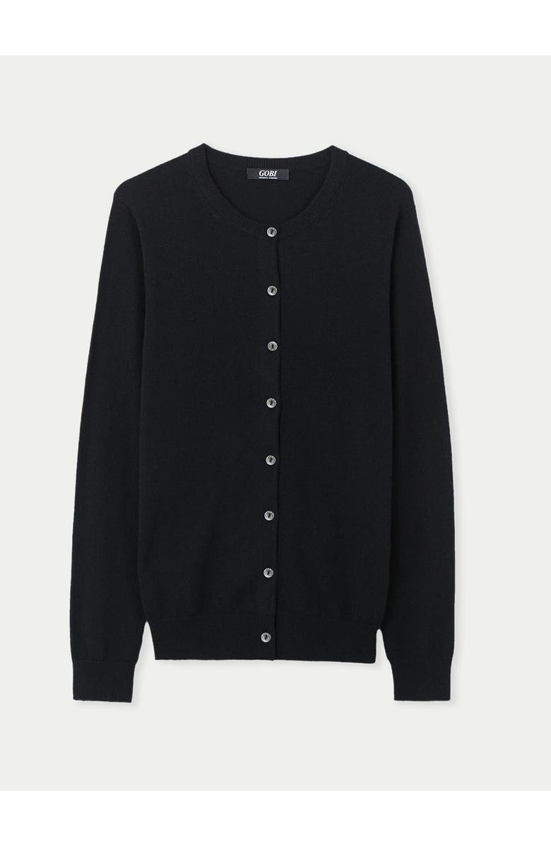 Gobi Cashmere Timeless Cashmere Crewneck Cardigan, Main, color, Black