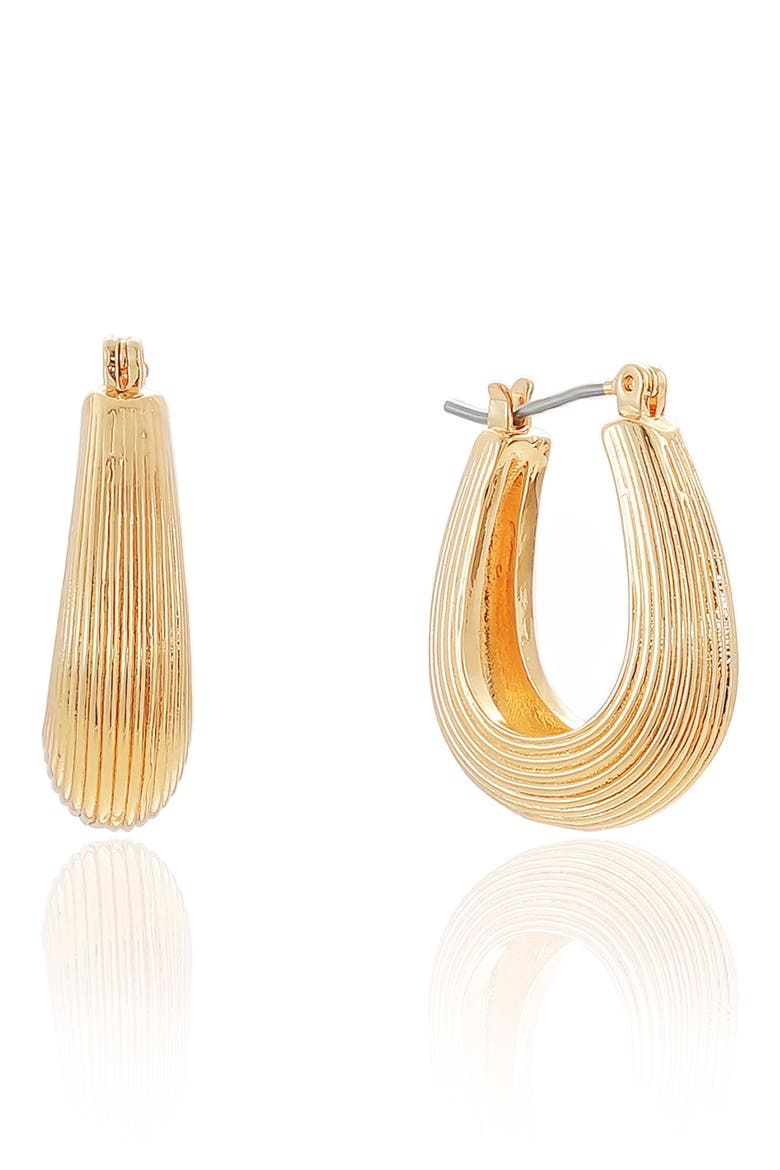 Chunky Ribbed Hoop Earrings, Main, color, GOLD