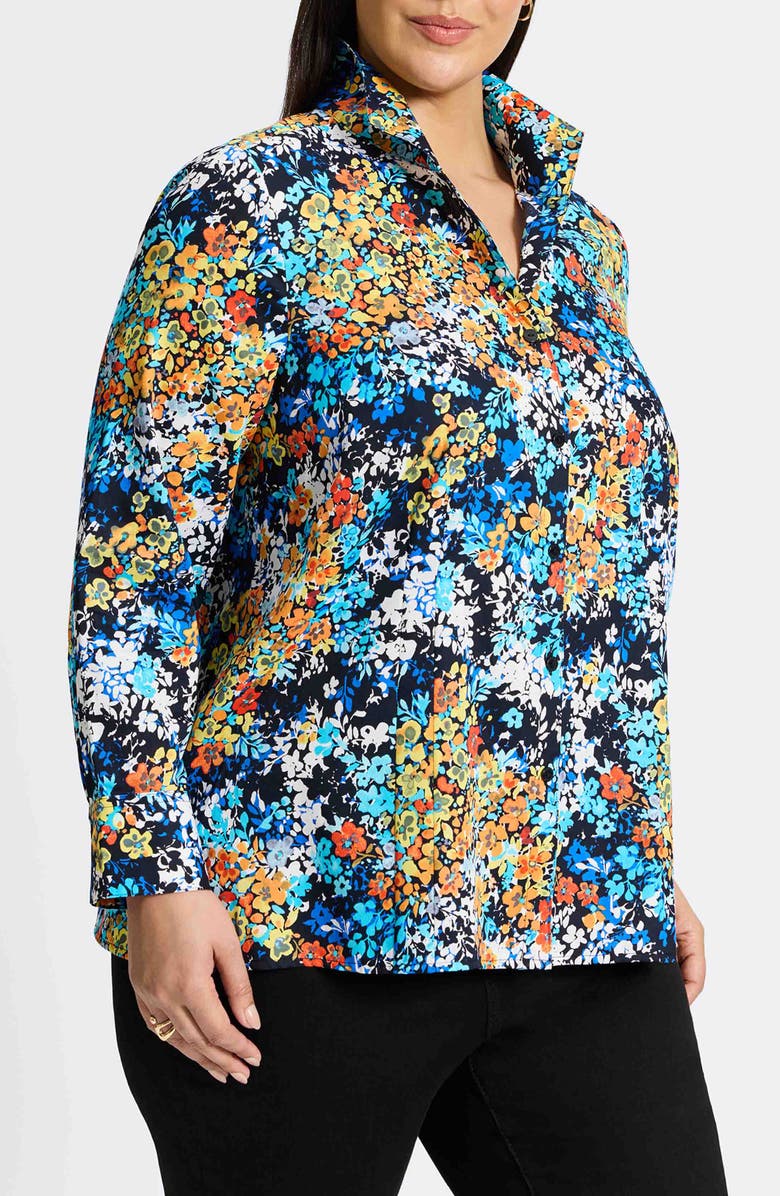 Foxcroft Katie Floral Print Cotton Button-Up Shirt, Alternate, color, 