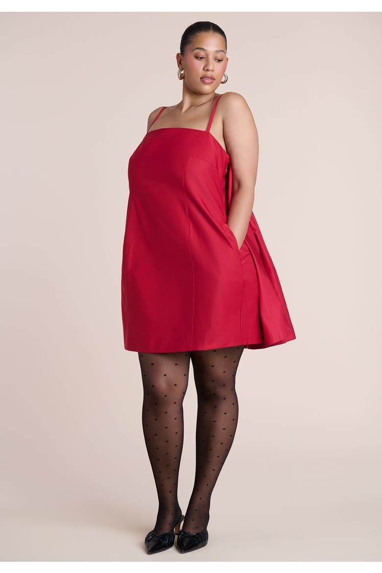 Cape Detail Taffeta Mini Dress, Alternate, color, SCOOTER RED