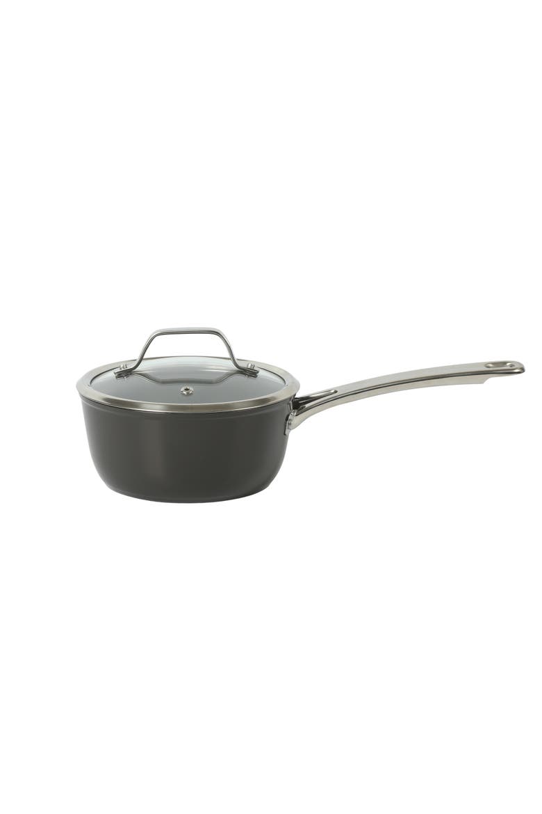 Titanium Ceramic Nonstick Forged Aluminum Cookware Pots & Pans Set with Tempered Glass Lids, Alternate, color, Black
