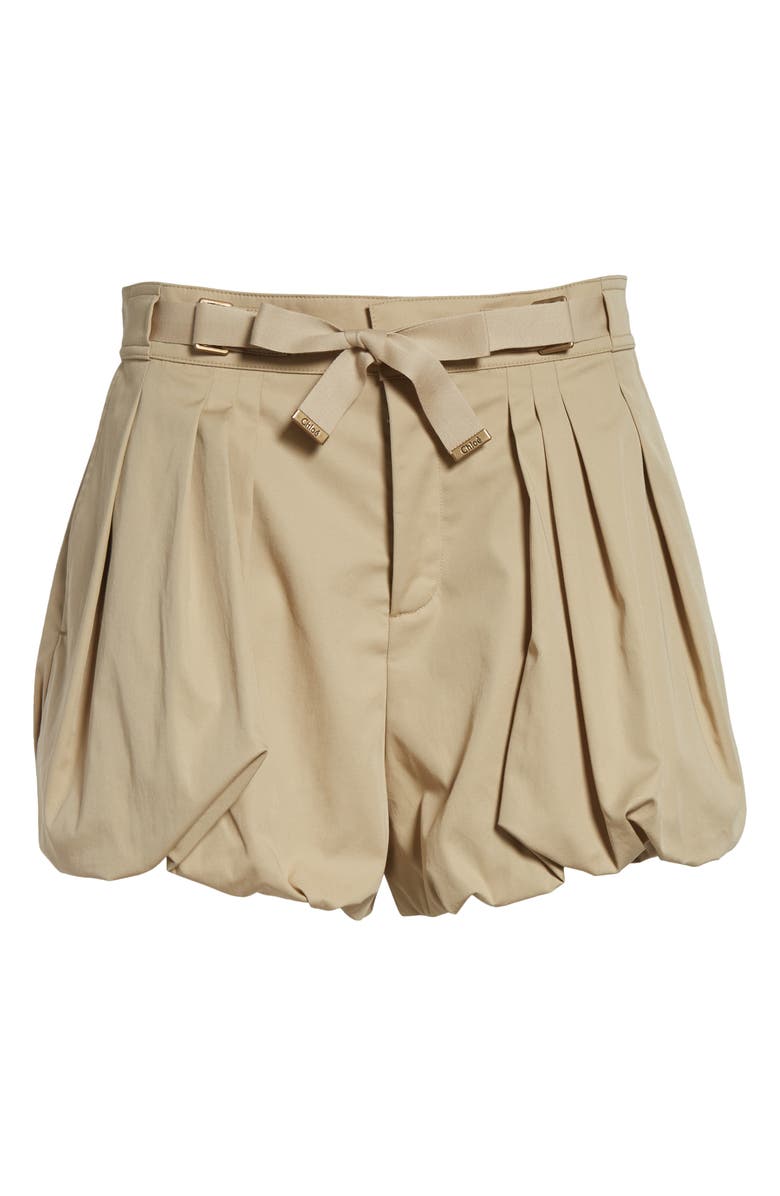 Chloé Bubble Hem Cotton Gabardine Shorts, Alternate, color, 