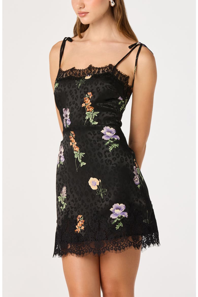 Patience Lace Trim Minidress, Alternate, color, BLACK LEOPARD FLORAL