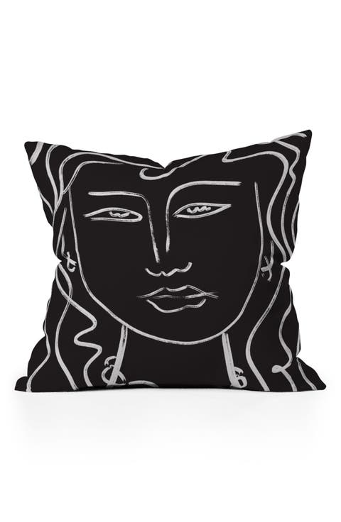Line Portrait Square Throw Pillow