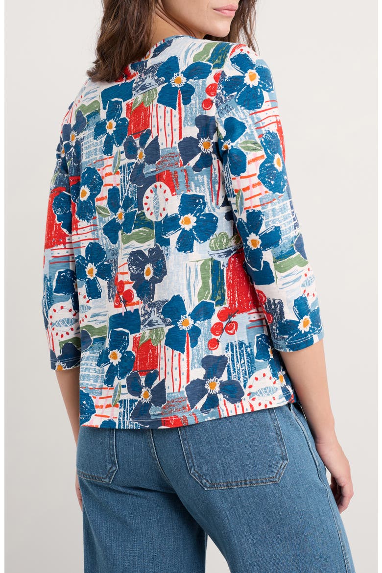 Penhollow Floral Organic Cotton Pintuck Top, Alternate, color, TABLE SKETCH CHALK