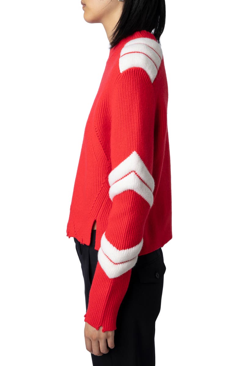 Zadig & Voltaire Georgia Stripe Merino Wool Crewneck Sweater, Alternate, color, 