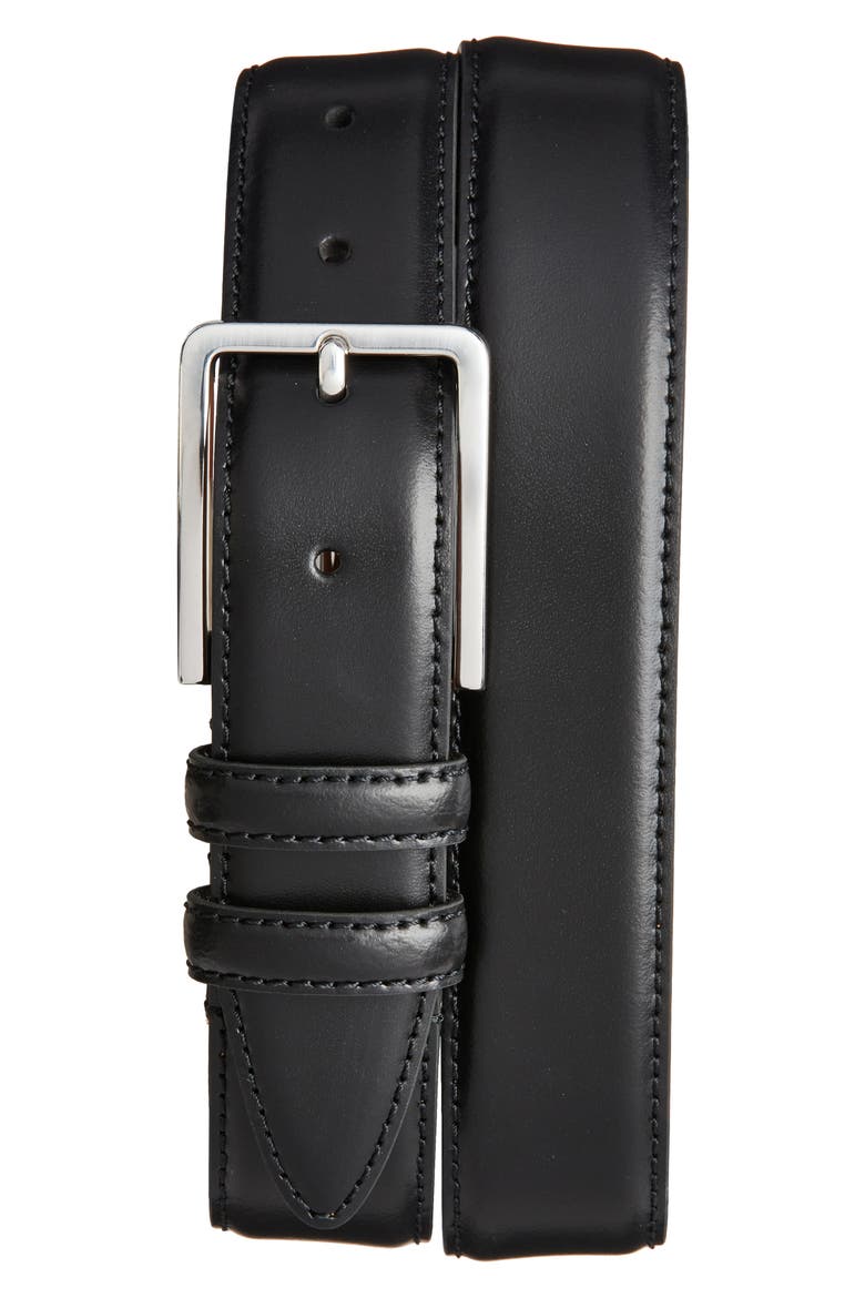 Travis Leather Belt, Main, color, BLACK