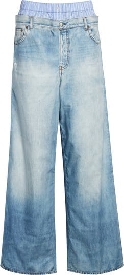 Acne Studios Boxer Waistband Denim Trompe l'Oeil Wide Leg Poplin