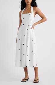 Open Edit Linen Blend Halter Midi Dress