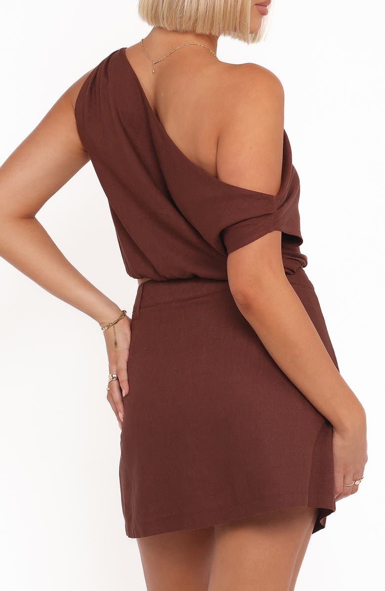 Petal & Pup Shaw One-Shoulder Crop Top, Alternate, color, Chocolate Brown