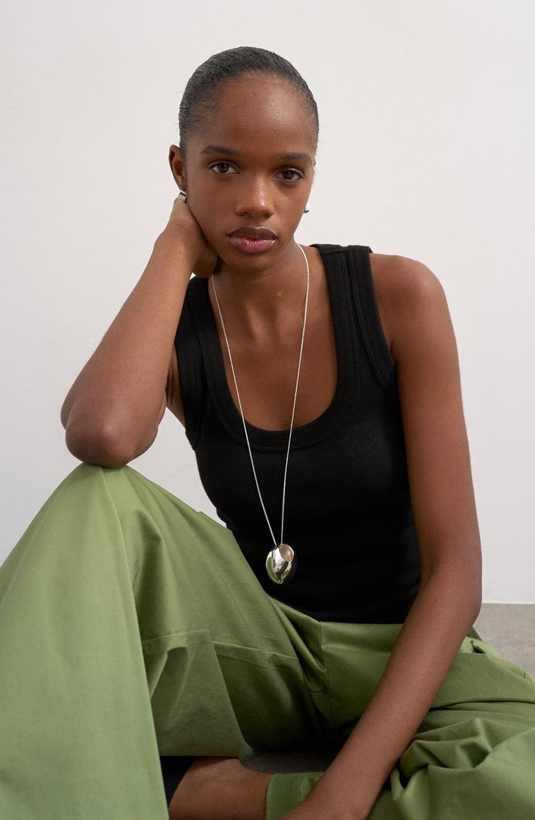 Topshop Scoop Neck Stretch Cotton Rib Tank, Alternate, color, 