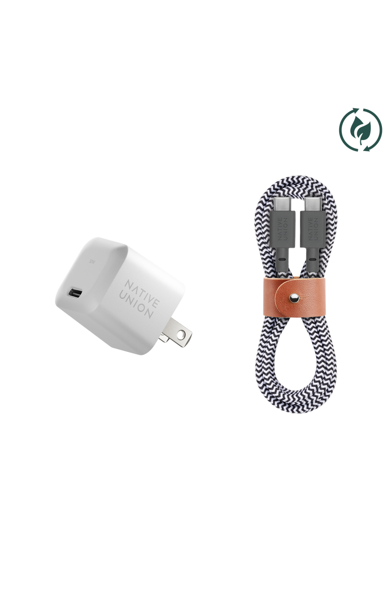 Fast GaN Charger with Cable, Alternate, color, BLACK