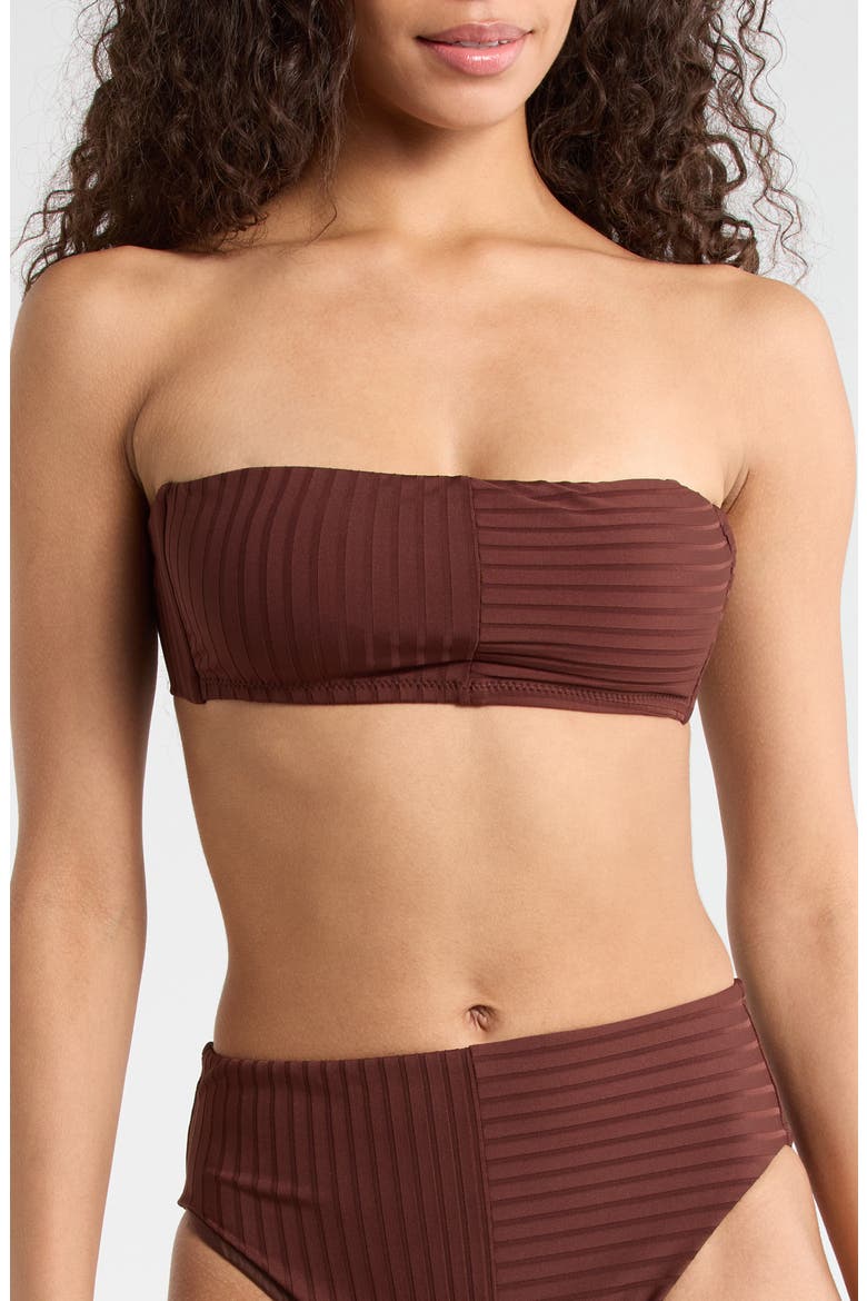 Bandeau Rib Bikini Top, Main, color, ESPRESSO