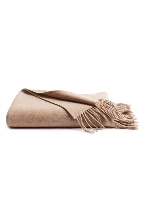 Petite Plume Fringe Wool & Cashmere Throw Blanket In Beige