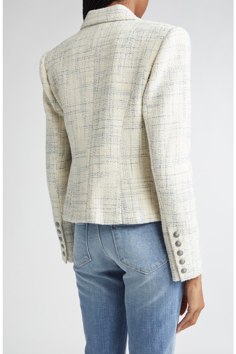 Brooke Double Breasted Tweed Blazer, Alternate, color, VINTAGE WHITE/ BLUE CHECK