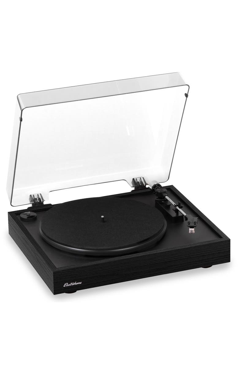 Electrohome Vinyl Record Player Belt-Drive Turntable, Built-in Preamp, Auto-Stop, Main, color, Black