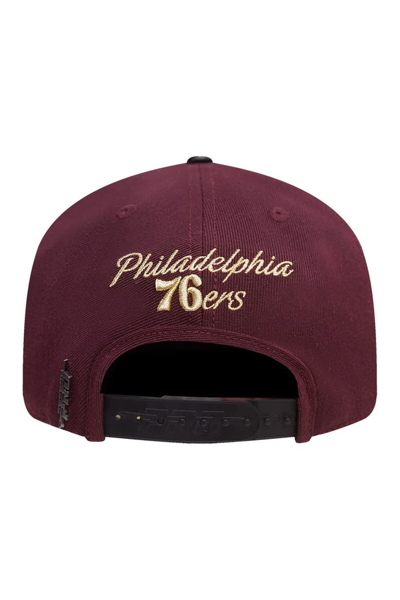 Men's Pro Standard Maroon/Black Philadelphia 76ers Gold Rush 2-Tone Snapback Hat, Alternate, color, Maroon