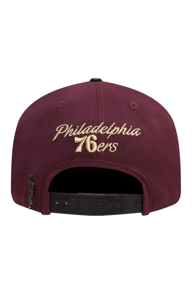 PRO STANDARD Men's Pro Standard Maroon/Black Philadelphia 76ers Gold Rush 2-Tone Snapback Hat, Alternate, color, 