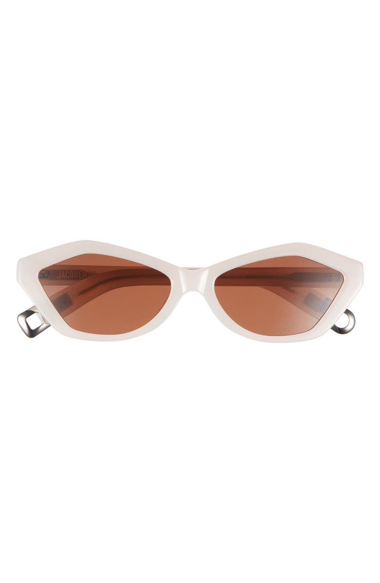 Jacquemus Les Lunettes Bambino Cat Eye Sunglasses, Main, color, Pearl/ Silver/ Chocolate
