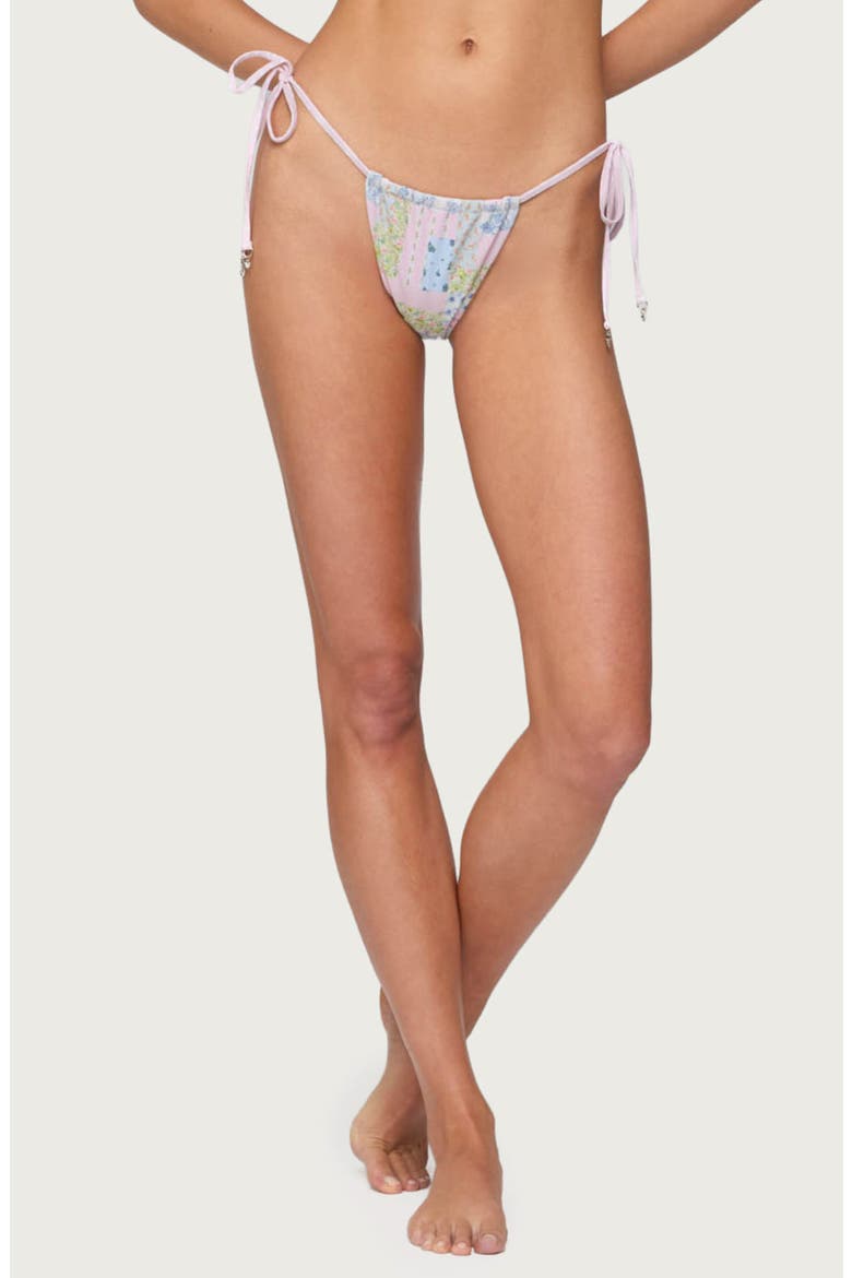 Patchwork String Bikini Bottoms, Alternate, color, MIX