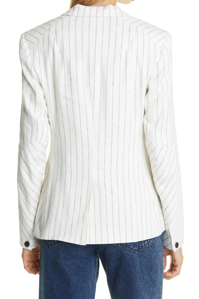 Lexington Stripe Linen Blend Blazer, Alternate, color, BLKWHPINST