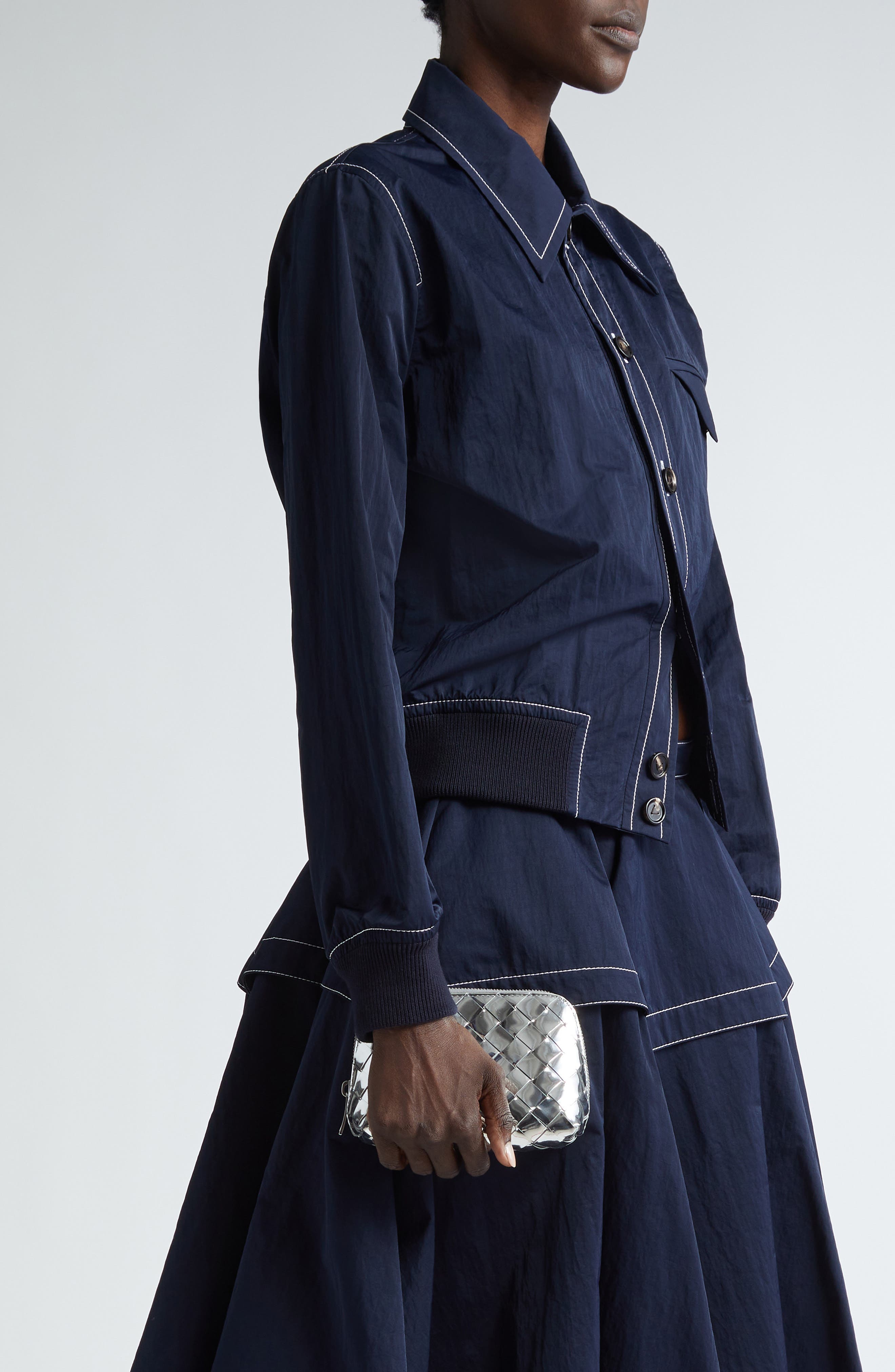 Bottega Veneta Intrecciato Mirror Small Leather Pouch, Alternate, color, 