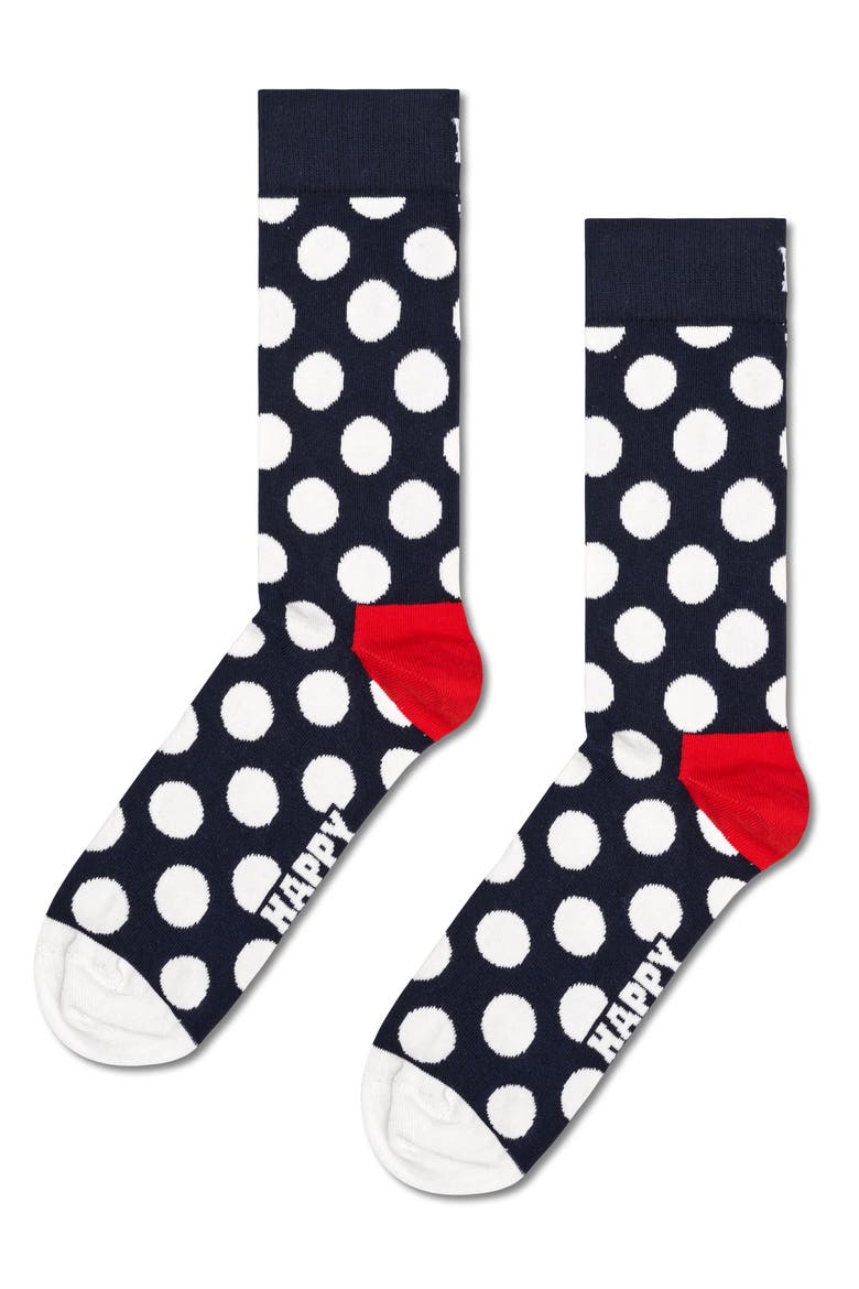 Classic Big Dot & Stripes Assorted 2-Pack Cotton Blend Crew Socks, Alternate, color, NAVY