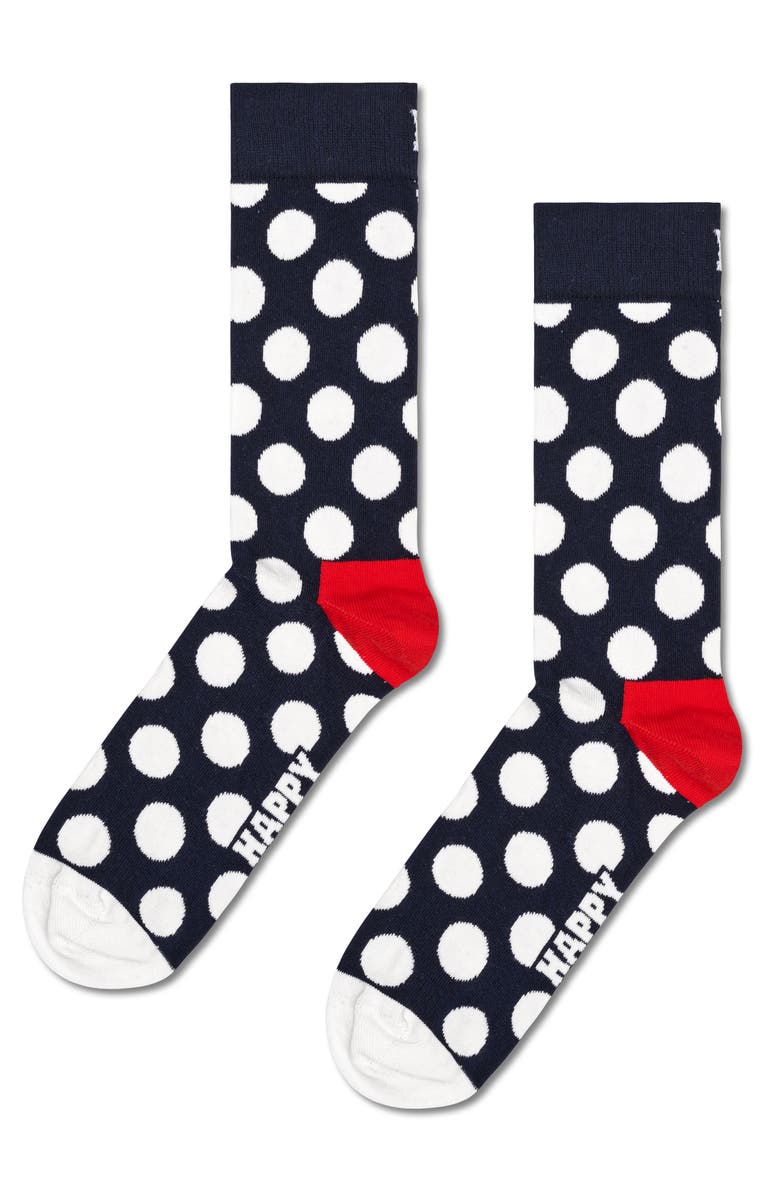 Happy Socks Classic Big Dot & Stripes Assorted 2-Pack Cotton Blend Crew Socks, Alternate, color,