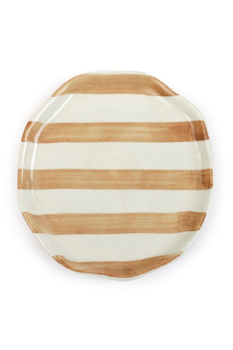 Set of 2 Stripe Plates, Main, color, BROWN