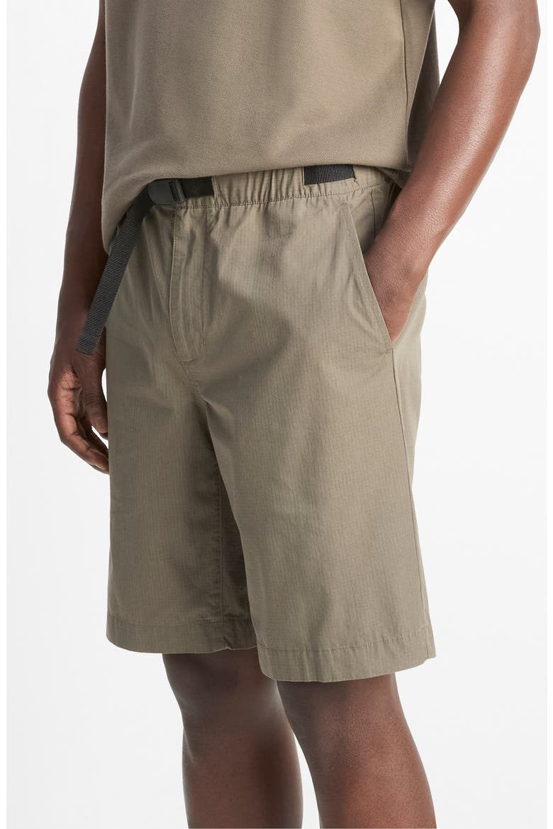 Flat Front Cotton Ripstop Belted Shorts, Alternate, color, DOME