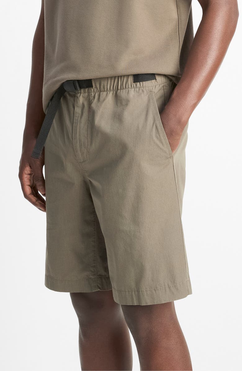 Vince Flat Front Cotton Ripstop Belted Shorts, Alternate, color, Dome