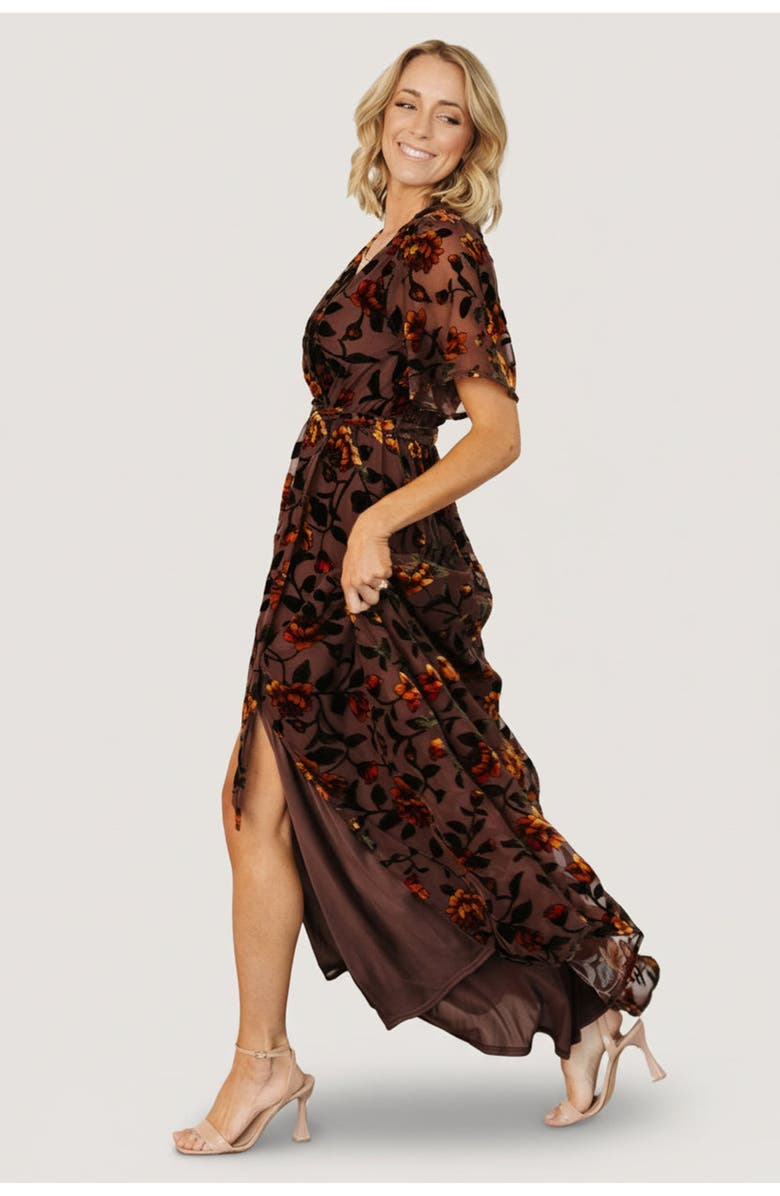 Baltic Børn Uma Velvet Maxi Dress, Alternate, color, Clove + Amber Floral