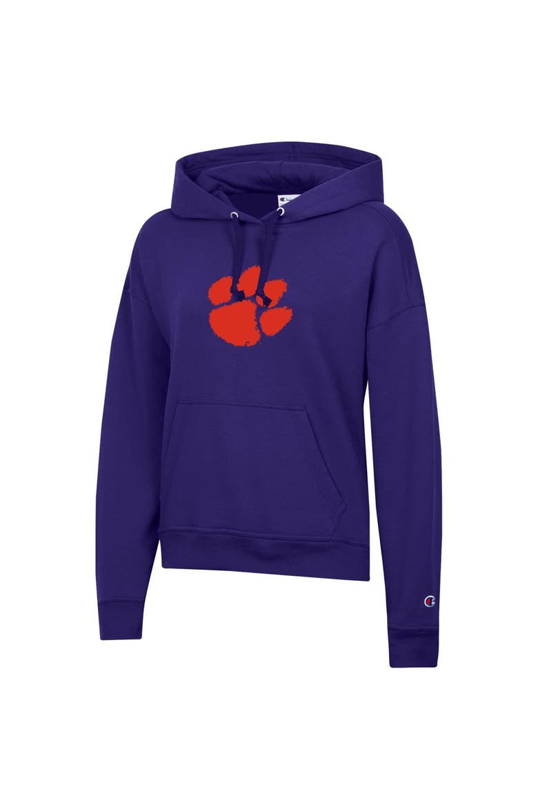 Women's Champion Purple Clemson Tigers Powerblend Fleece Hoodie, Alternate, color, Purple