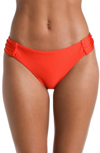 Sunshine 79 Solids Shirred Side Bikini Bottoms In Red
