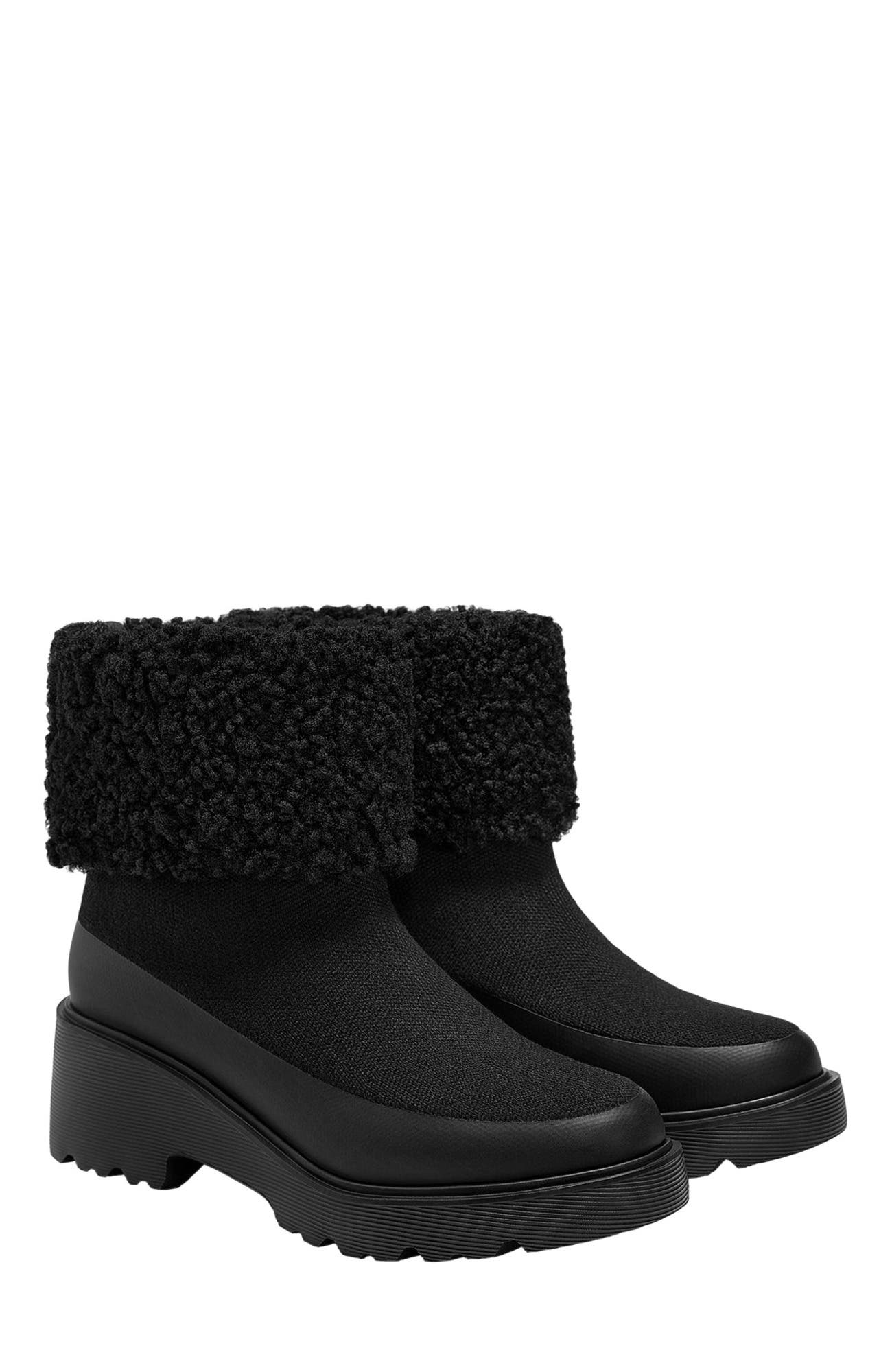 VIVAIA Faux Fur Platform Chunky Wedge Boots, Alternate, color, Black