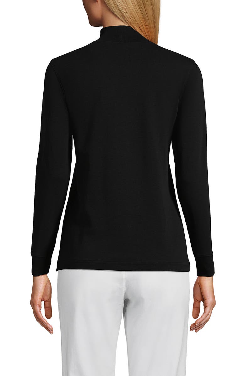 Lands' End Relaxed Cotton Long Sleeve Mock Turtleneck, Alternate, color, Black