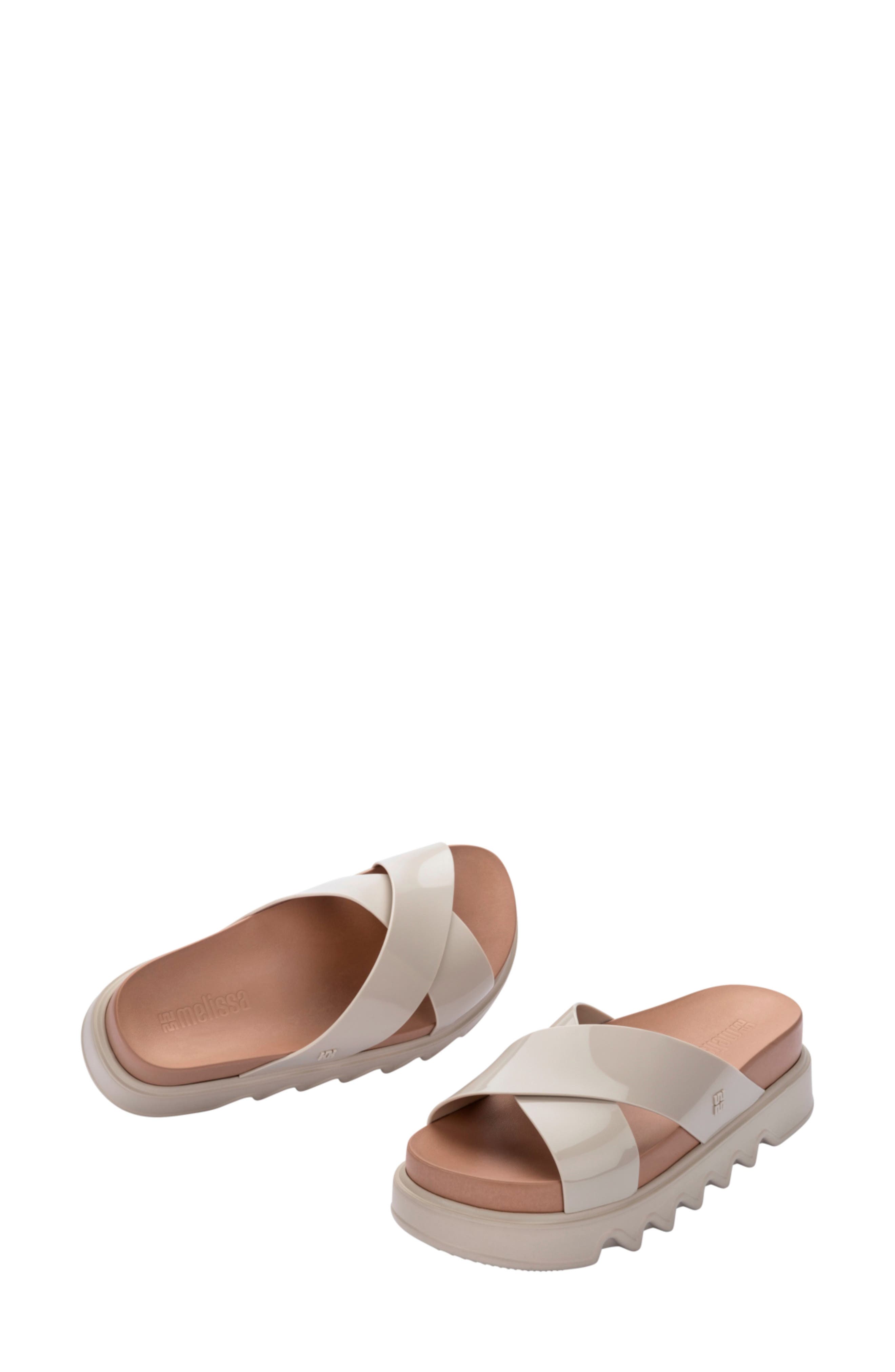 Cozy Cross Platform Slide Sandal, Alternate, color, BEIGE/ BROWN