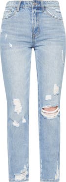 Bayeas Christine High Waist Distressed Straight Leg Jeans