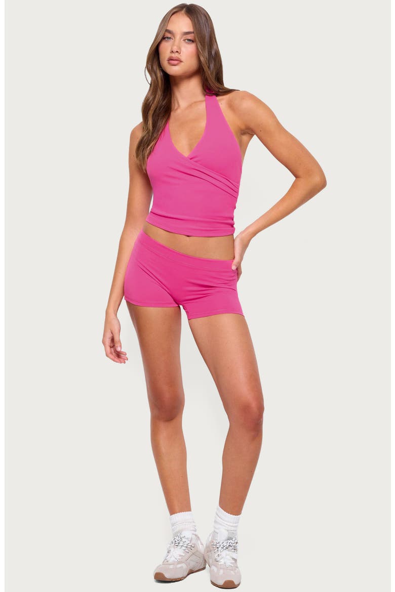 Alaya Wrap Halter Top, Alternate, color, PINK