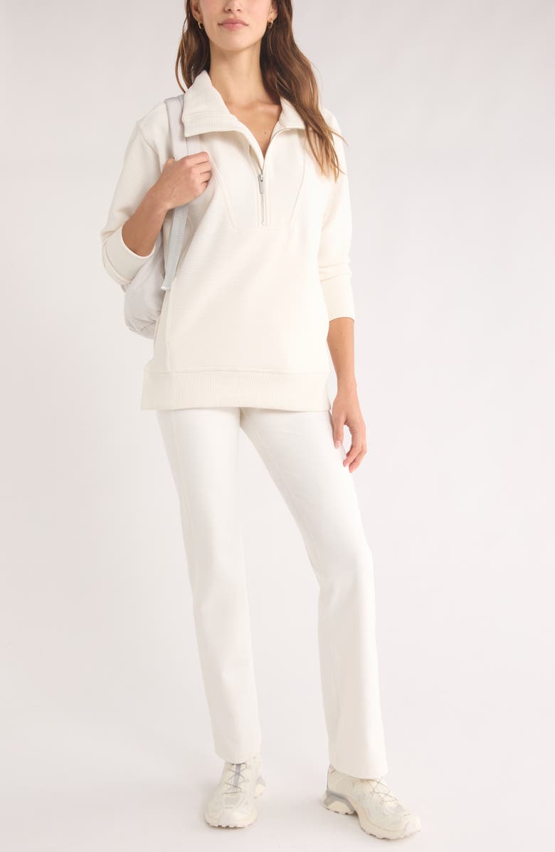 Zella Kickback Ottoman Half Zip Tunic, Alternate, color, Ivory Egret