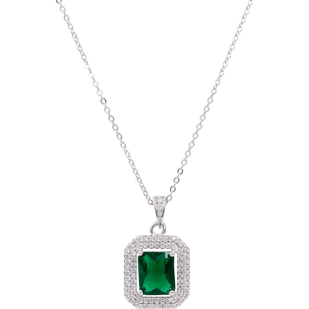 SAVVY CIE JEWELS Double Halo Pendant Necklace in Green  product