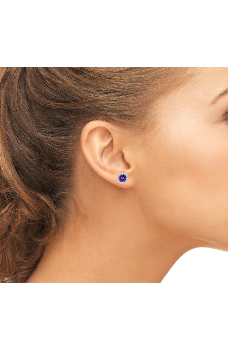 Donatello Gian Sterling Silver Halo Amethyst Earrings, Alternate, color, Silver